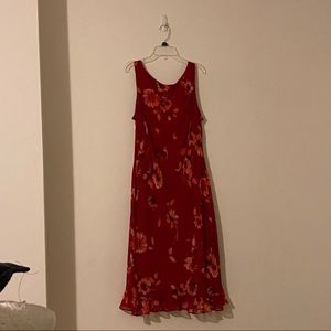 Johnnie M. Red Floral Sleeveless Midi Dress
